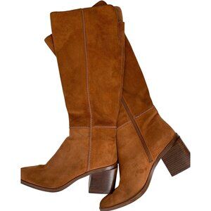 Vince Camuto Kaleeca 11M Chunky Heel Suede Boots High with side zippers K10076